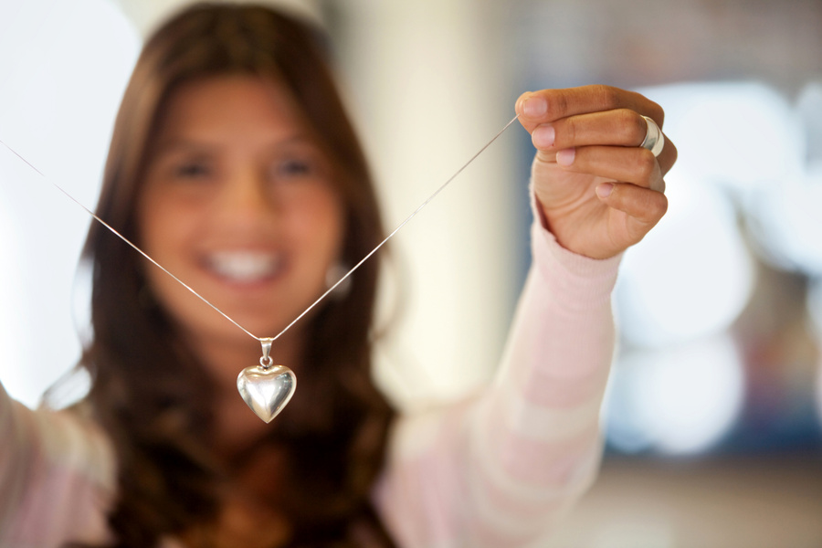 Cheerful Woman with Silver Necklace